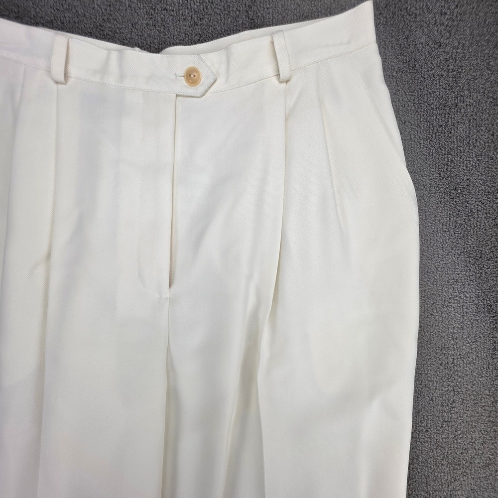 Lauren Ralph Lauren Pleated Trousers Women Cream Classic Cuffed High Rise 12P - Picture 4 of 7
